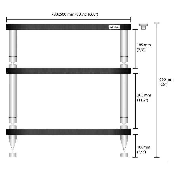 SolidSteel - HY-3L - Hyperspike 3 Shelf Rack