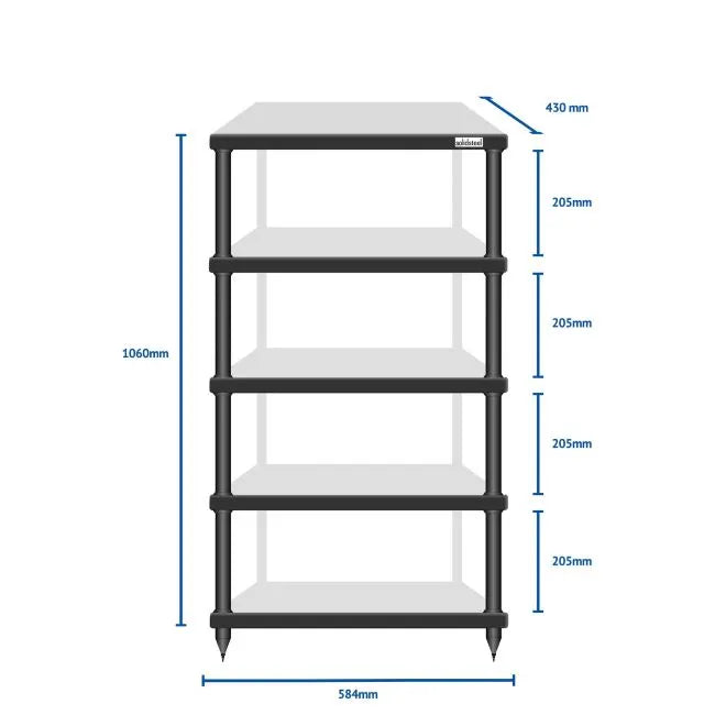 Audio Rack Sizes Solidsteel - S3-5 - 5 Shelf Audio Rack – Living Sound + Vision Australia