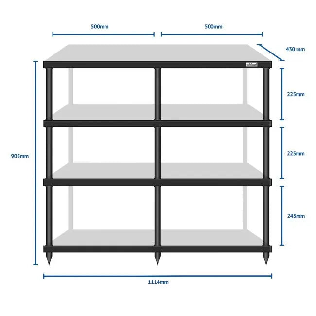 SolidSteel - S4-4 - 4 Shelf AV Rack